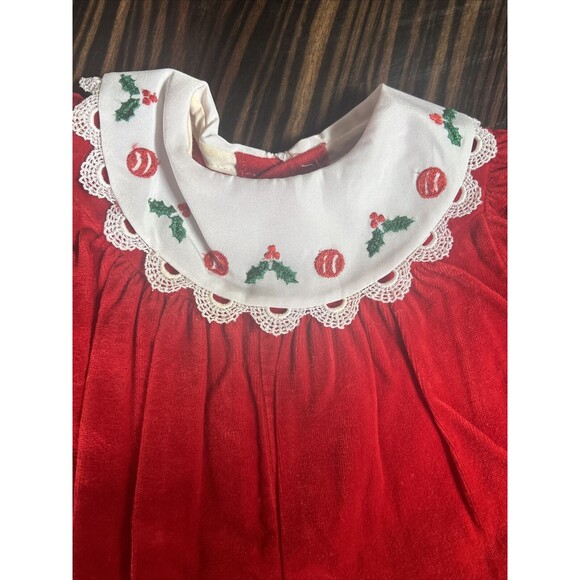 Vintage Rare Editions Baby Girl 9 Months Christmas Holiday Romper Red - Picture 3 of 6